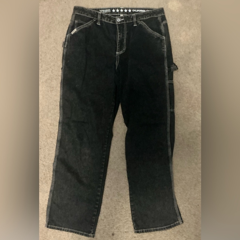 Black Denim women’s Jeans-MINERAL CARPENTER PANTS-DENIM ACID WASH